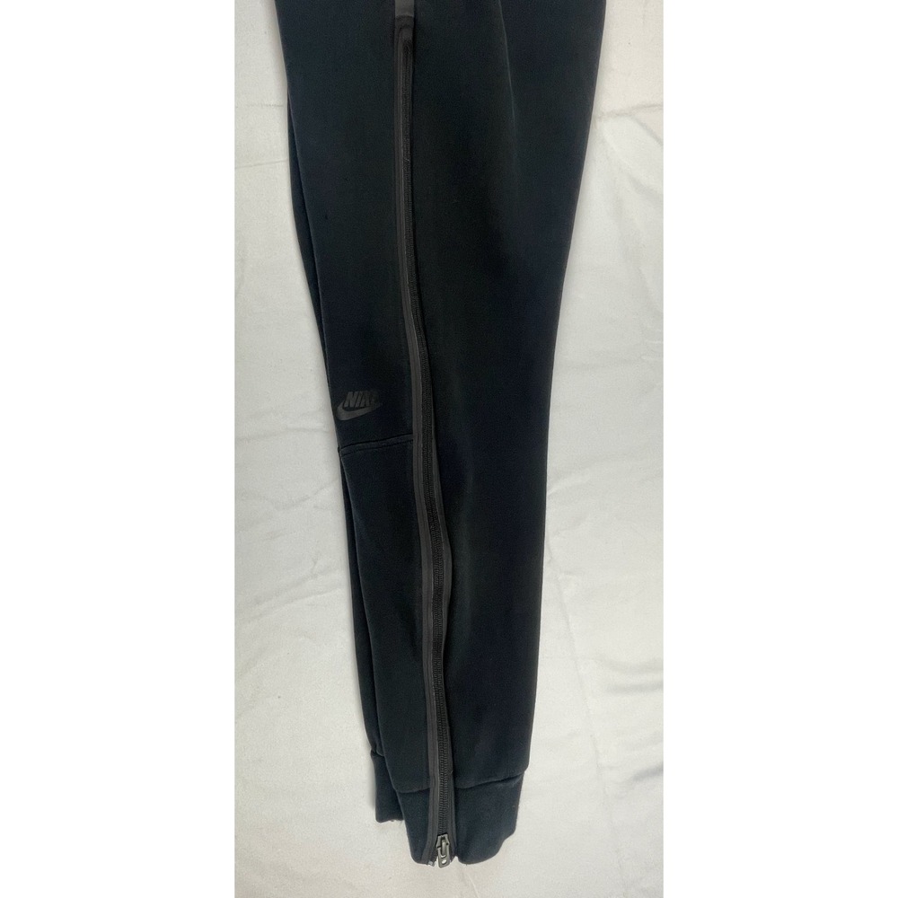 Nike Tech Fleece Joggers Mens Black Tapered Sweatpants Side Zip Pocket Pinhole